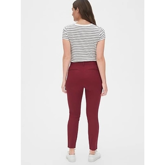 Gap Women's Tall Skinny Ankle Burgundy Pants - Size 12 Tall - Picture 2 of 12